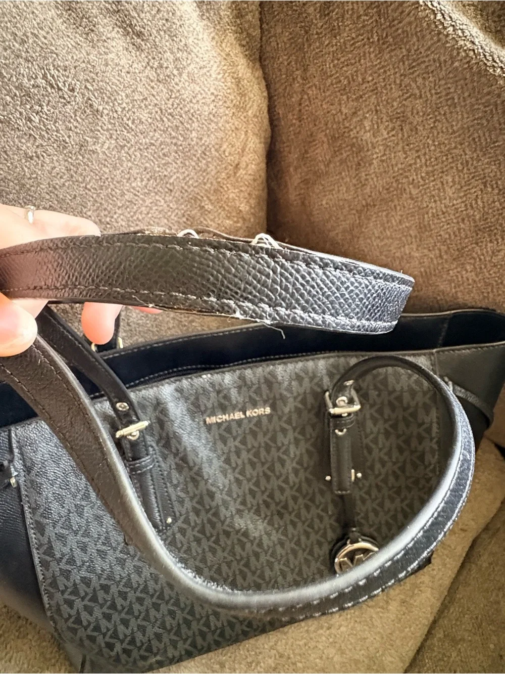Michael Kors Large Black Signature Tote MK Logo Work Bag